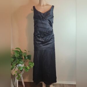 David's Bridal Black Satin Maxi Dress